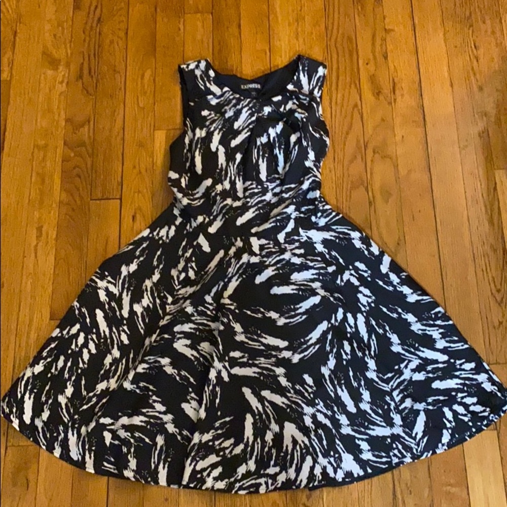 Express pleated keyhole fit and flare dress